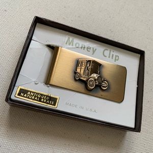 Vintage Brass Money Clip Car Antiqued Natural Valentine’s Metal Gift for Him